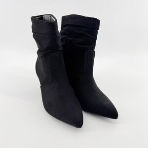 Sugar Boots Women 7 Black Sonara Slouchy Pointed Toe Kitten Heel Ankle Booties